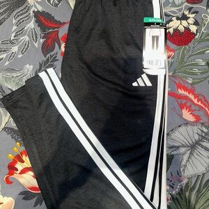 Adidas Kids Black Joggers with White Stripes